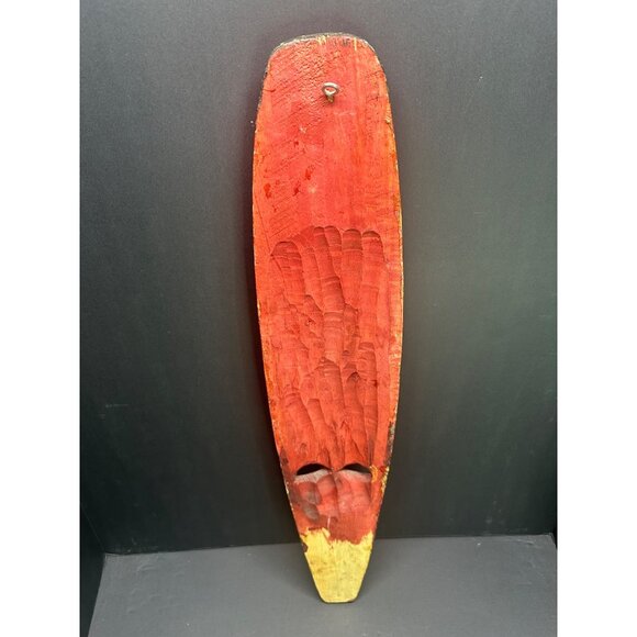 Vintage Cayman Island Wooden Carved Wall Decor Mask with Turtle 23.5" Tall - Picture 4 of 6